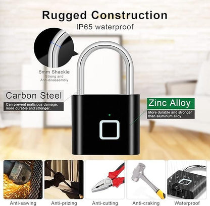 Fingerprint Padlock Rechargeable Keyless Anti-theft Security Smart Door Lock-1 Piece ( Random Colour)